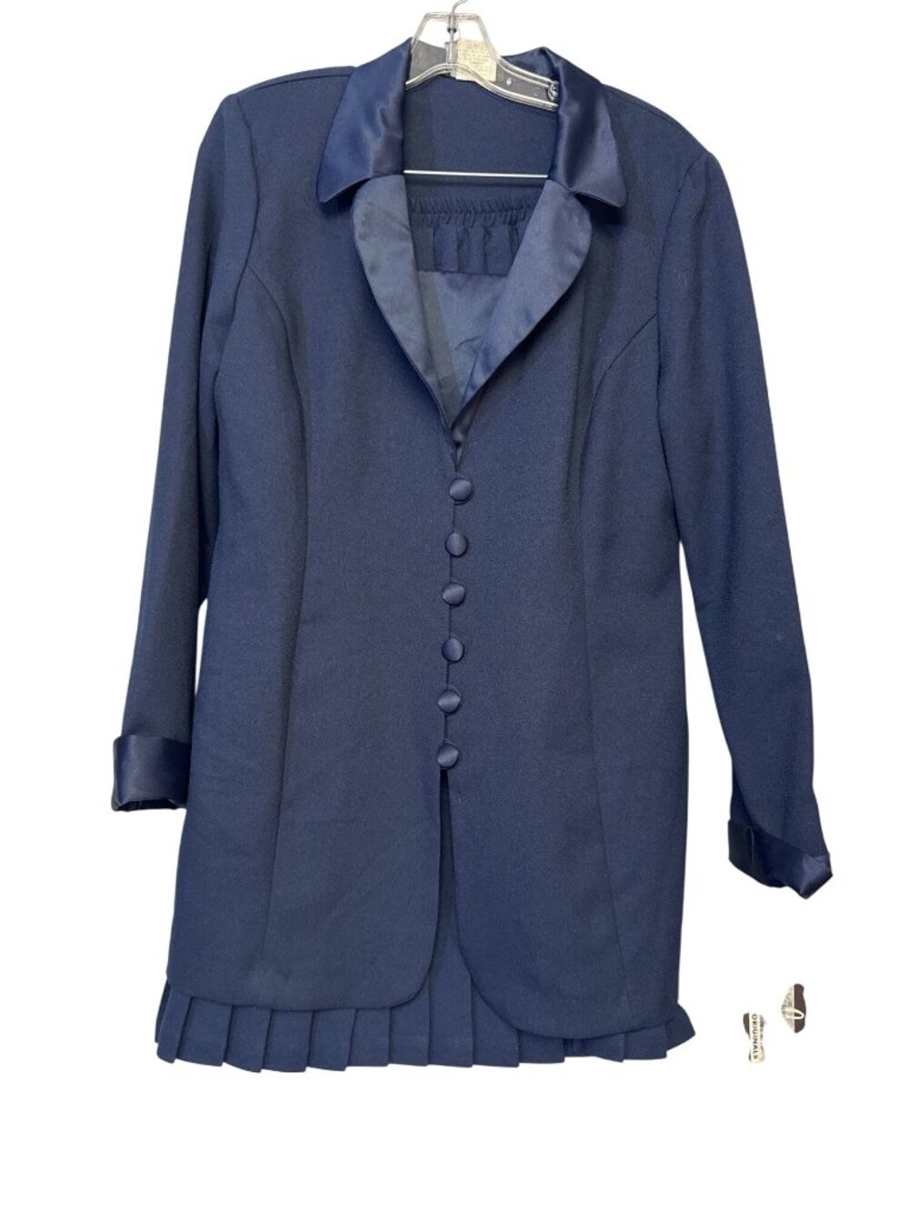 Breli Originals Size 10 2-Piece Navy Skirt Suit Polyester Satin Collar